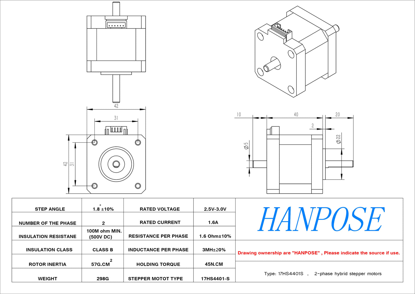 Nema17 Stepper Motor double shaft