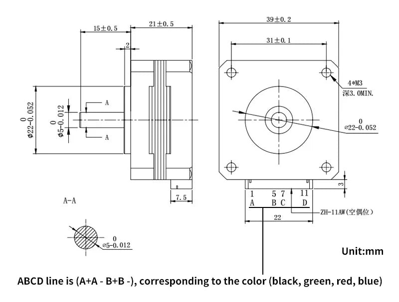 17HS08-1004S hybrid micro stepper17 motor