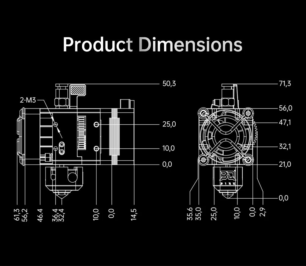 BIQU H2 V2S Extruder Dual Gear Hotend 270℃