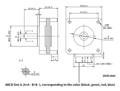 17HS08-1004S hybrid micro stepper17 motor